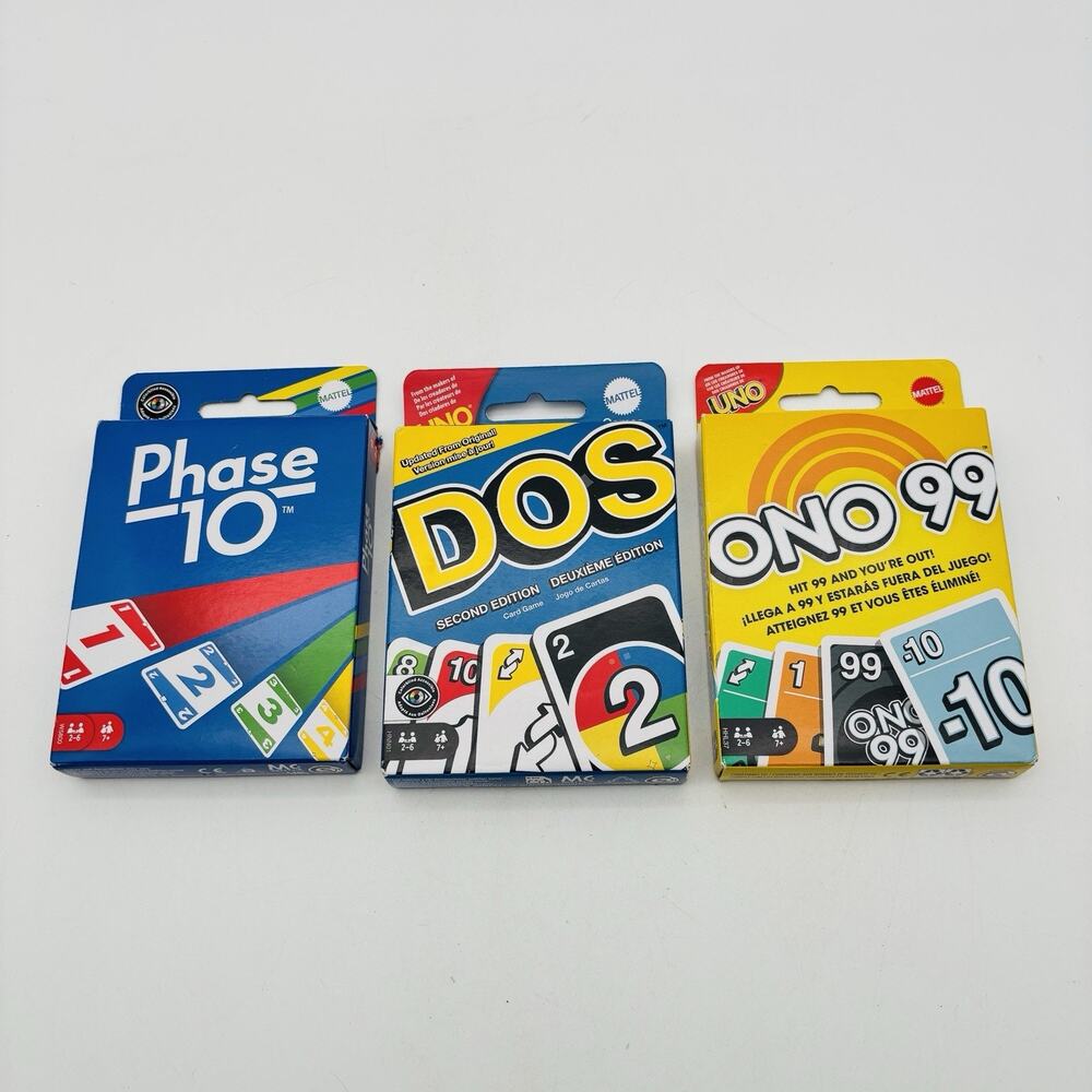 New Uno Card Set 3 Pack New Mattel Games And Phase 10